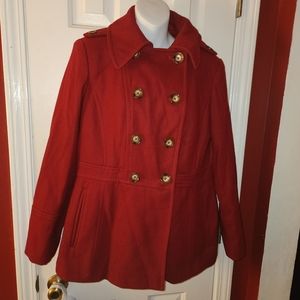 Michael Michael Kors Red Button Pea Coat